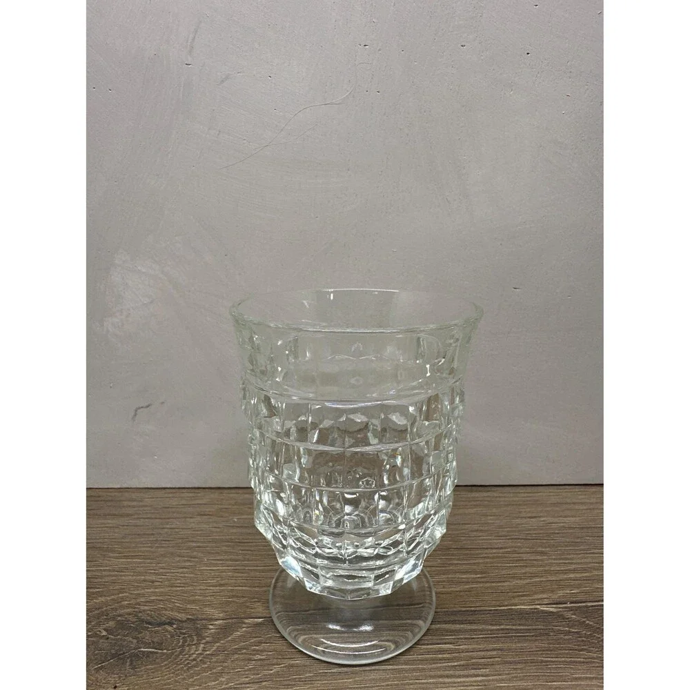 Vintage 1960s Indiana Glass Whitehall Cubist Clear Glass Set of 5 Mid Century
